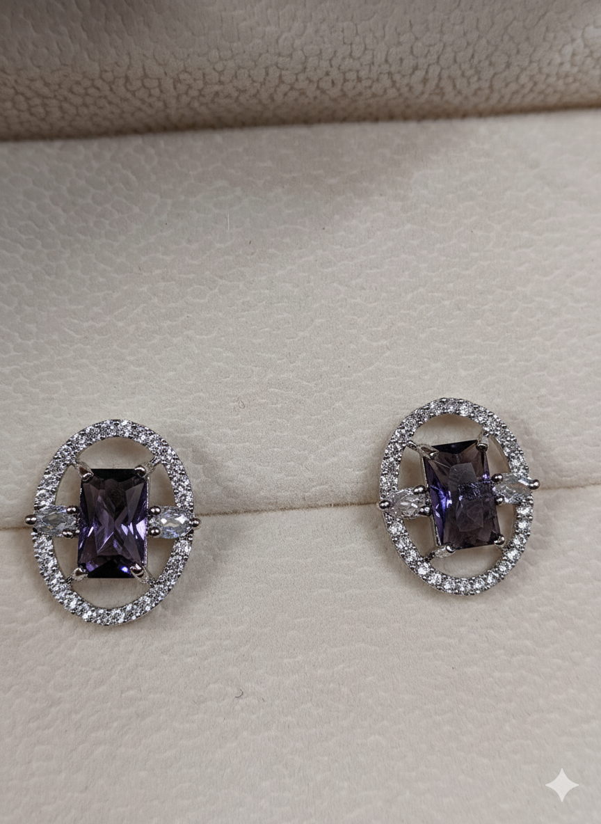 Regal Sapphire-Blue Halo Studs