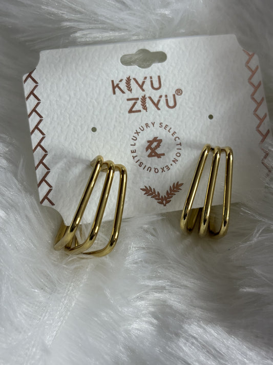 Aria - Triple Hoop Gold Earrings