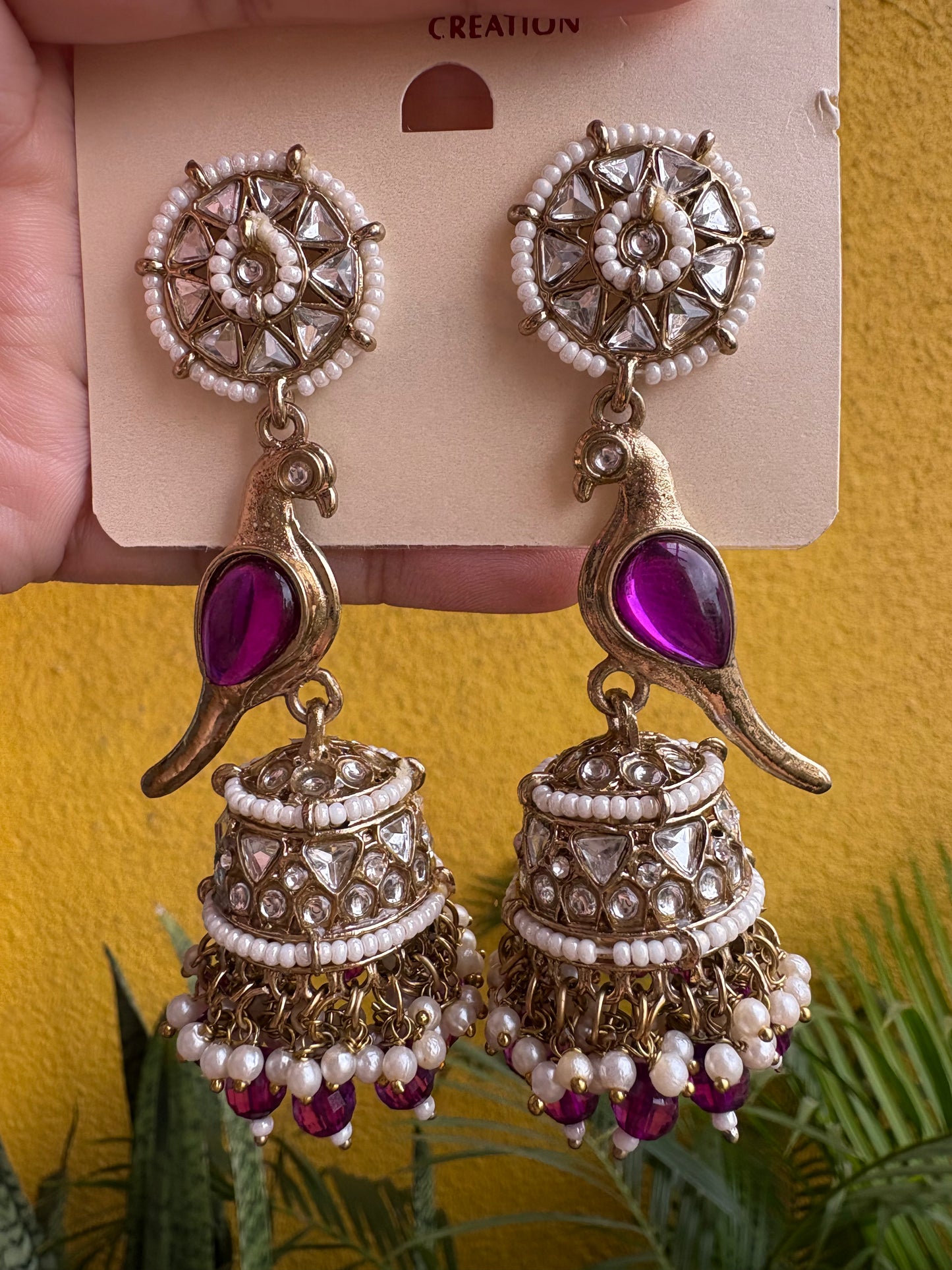 Mayura Ratan - Peacock Kundan Jhumkas