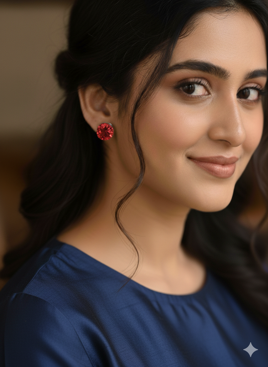 Crimson Flare - Bold Ruby Red Crystal Studs