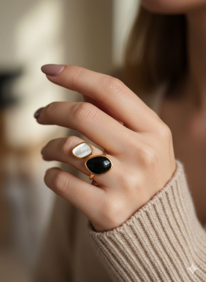 Contrast Black & White Gemstone Ring