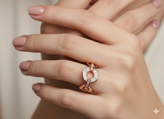 Eternal Link - Rose Gold & Baguette Diamond Ring
