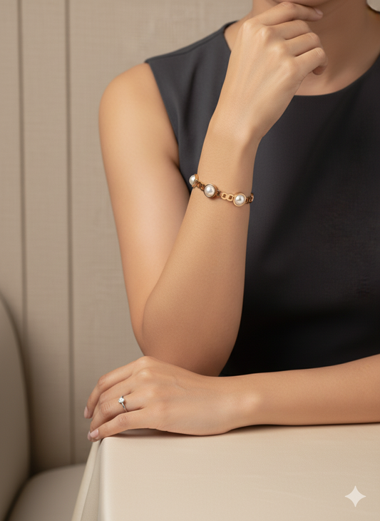 Modern Pearl Link Statement Bracelet