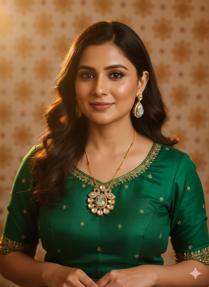 Traditional Polki Pendant and Earring Set