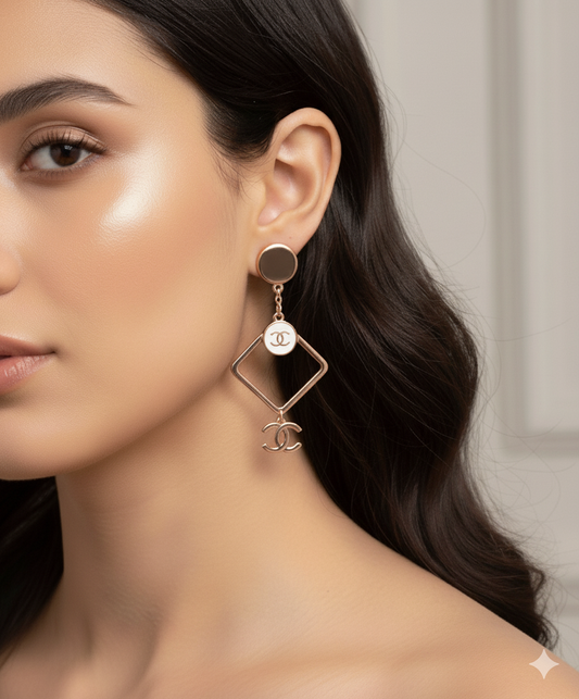 Designer-Inspired Interlocking C Dangle Earrings