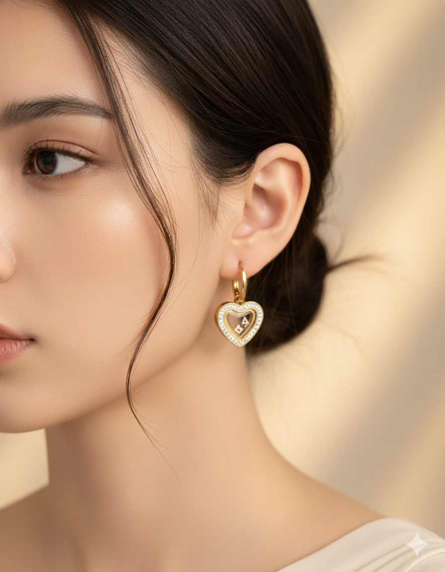 Shaker Heart Pavé Charm Earrings