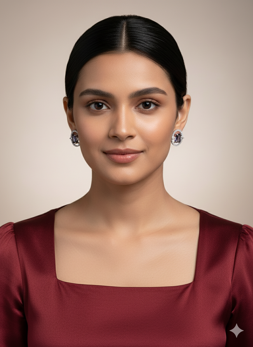 Regal Sapphire-Blue Halo Studs