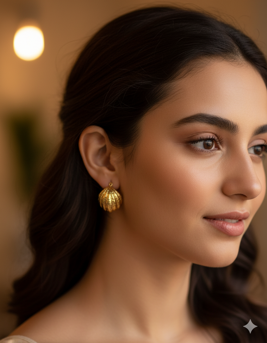 Amara - Fluted Gold Dome Earrings