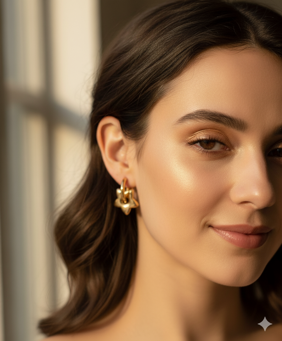 Celestial Glow Star Hoop Earrings