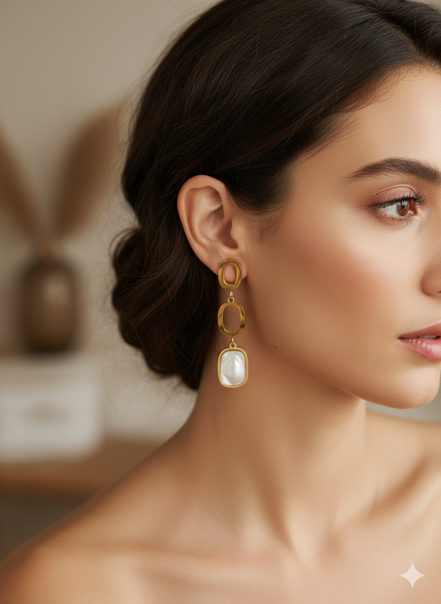 Modern Dangle Earrings with Pearl Accent