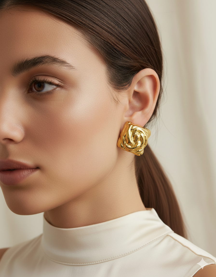 Sculptural Gold Knot Statement Earrings