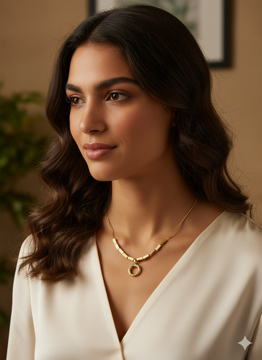 The Aurelia - Geometric Circle Pendant Necklace