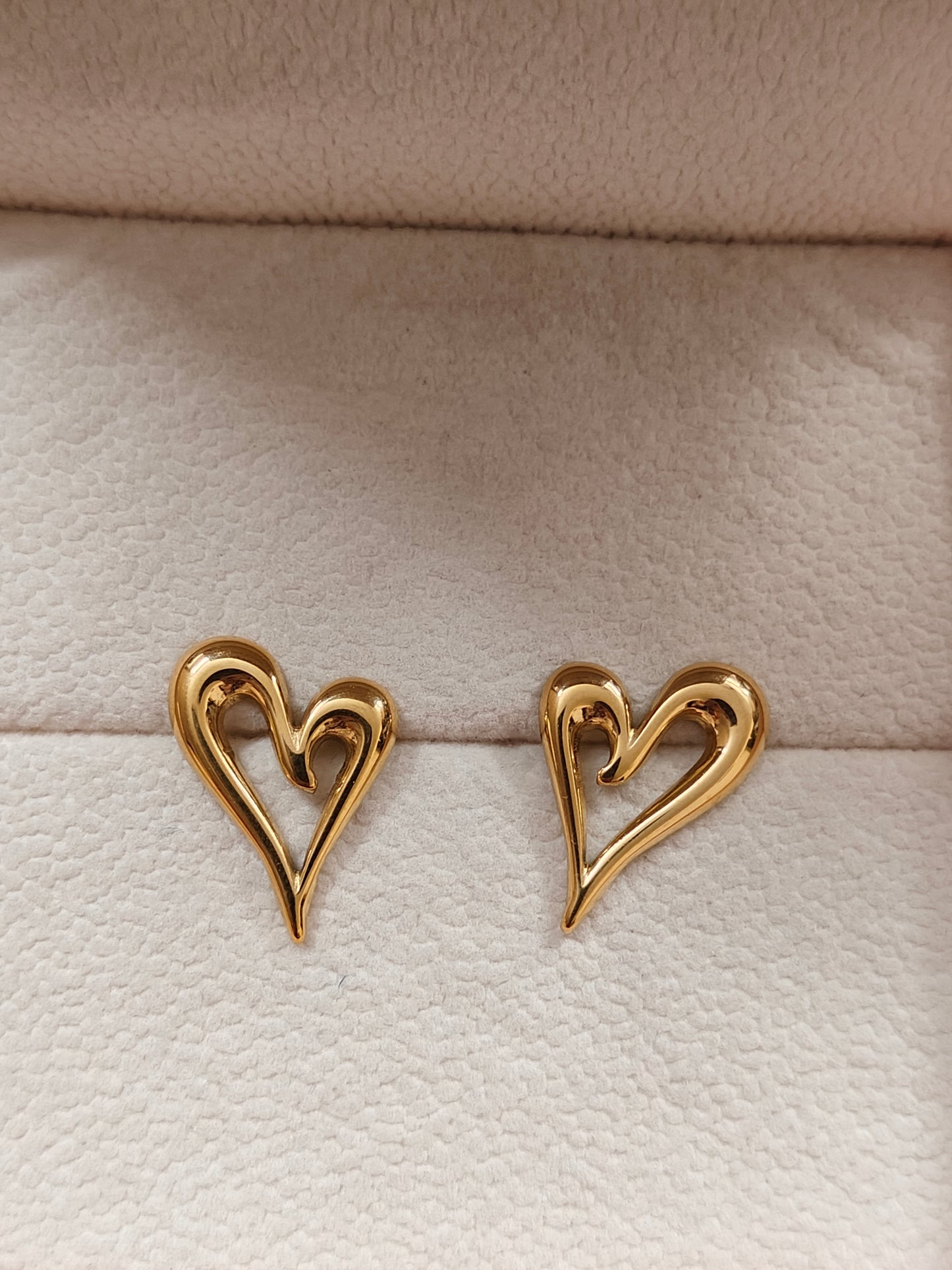 Gold Heart Hoop Studs