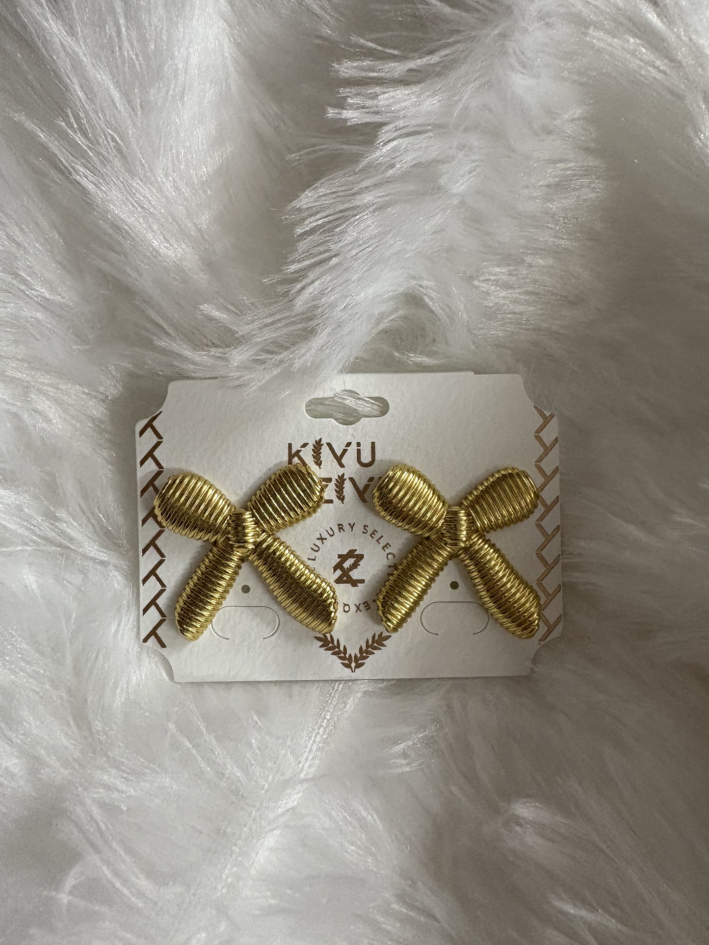 Sweet Ribbon - Textured Bow Stud Earrings