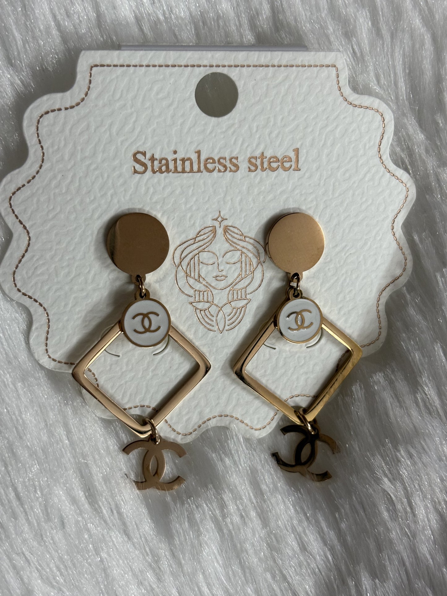 Designer-Inspired Interlocking C Dangle Earrings