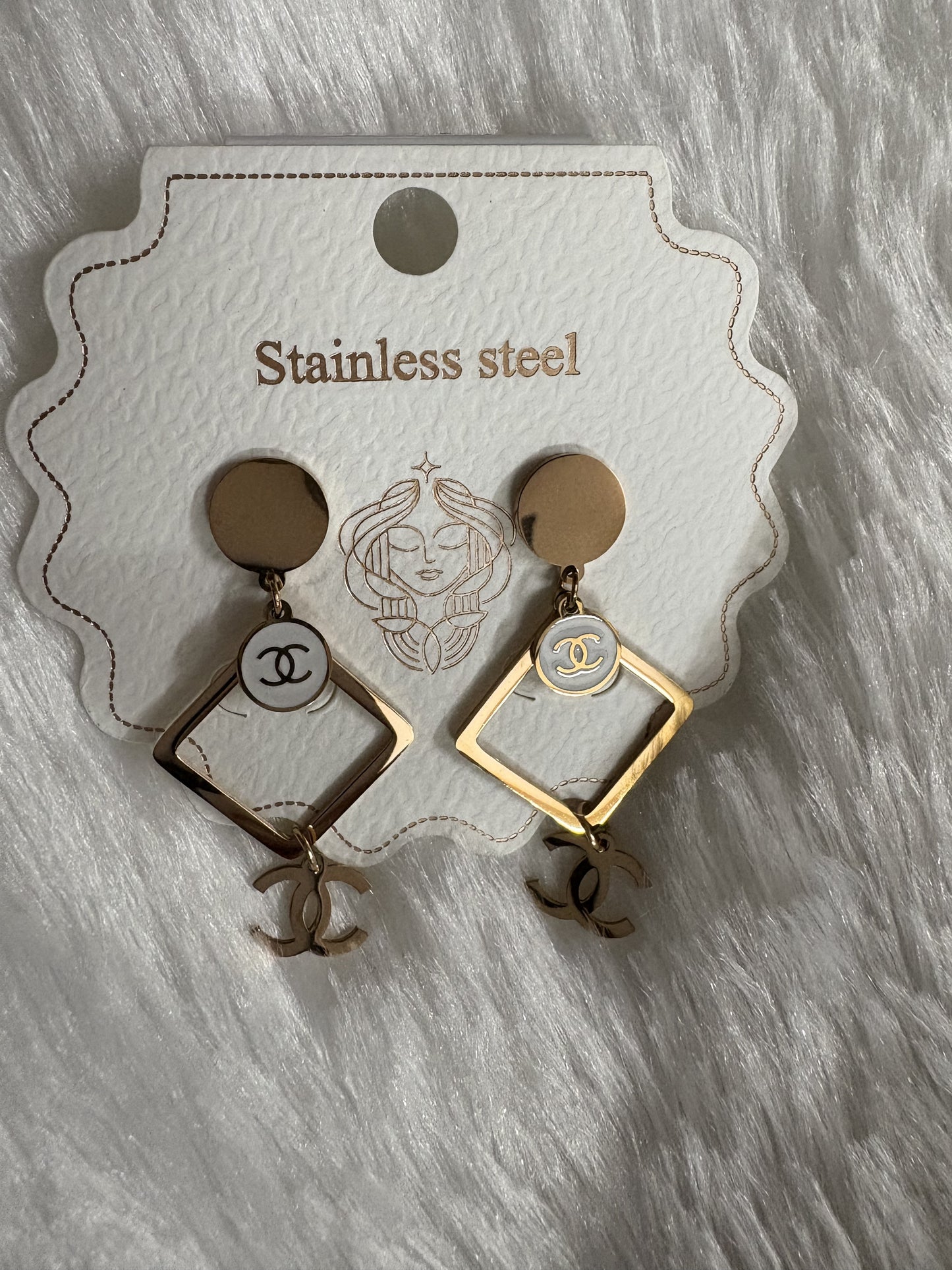 Designer-Inspired Interlocking C Dangle Earrings