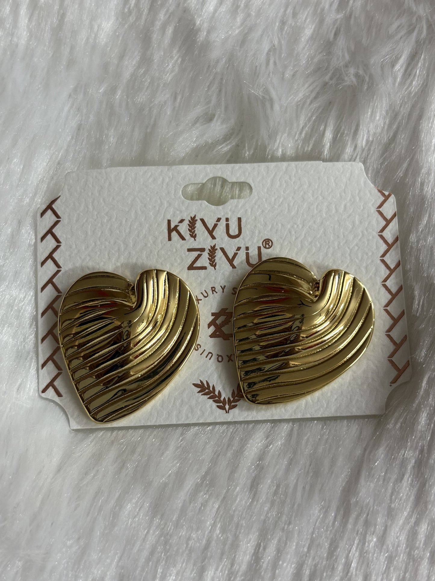Sculptural Gold Statement Heart Earrings