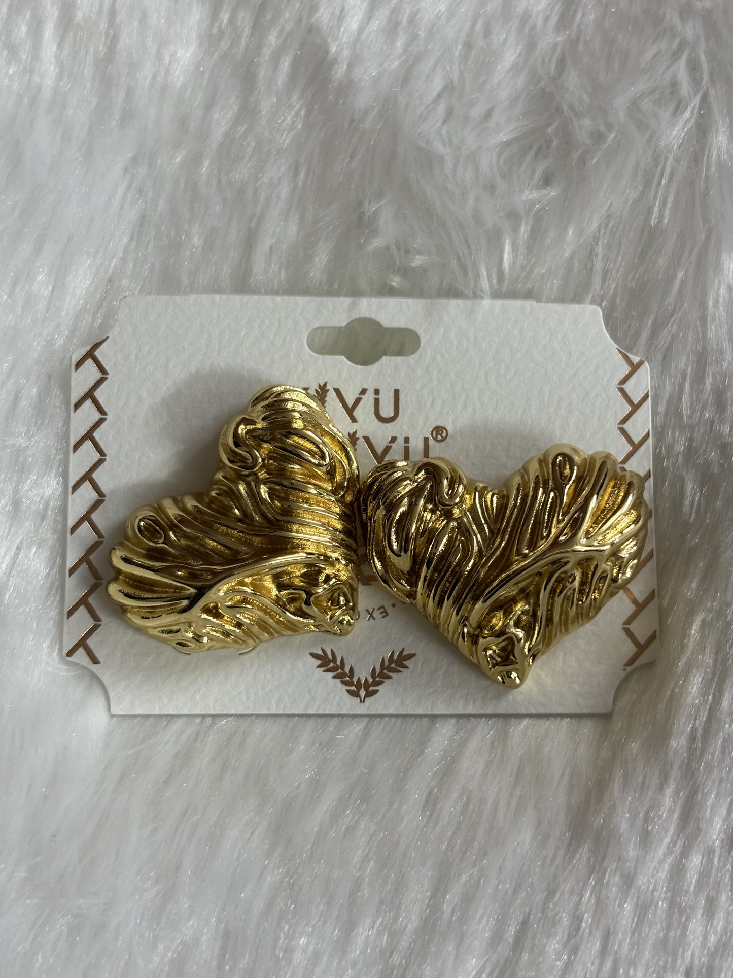 Molten Gold Heart Statement Earrings