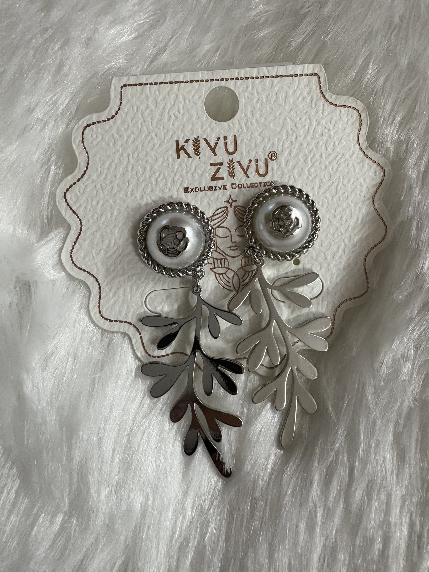 Luminous Pearl & Silver Leaf Dangle Earrings